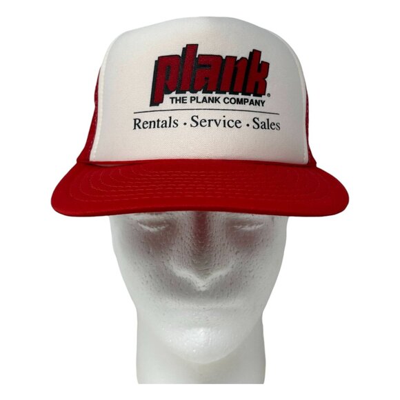 Plank The Plank Company Red/White Mesh Trucker Hat Adjustable Snapback Cap - Picture 13 of 13